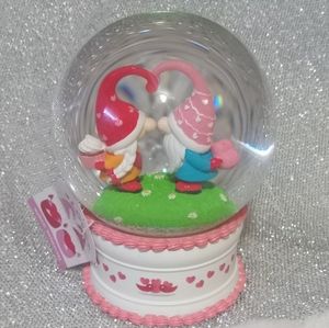 Valentine's pastel musical kissing gnomes farmhouse love cupcake snow globe